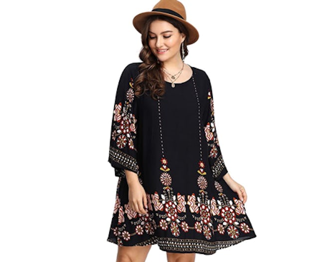 Romwe Plus Size Print Dress