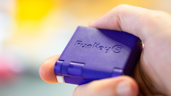 The Funkey S is a Game Boy Advance that fits on a keychain