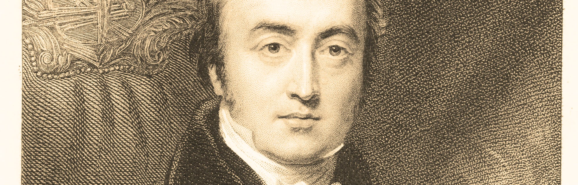 illustration engraving of bald man