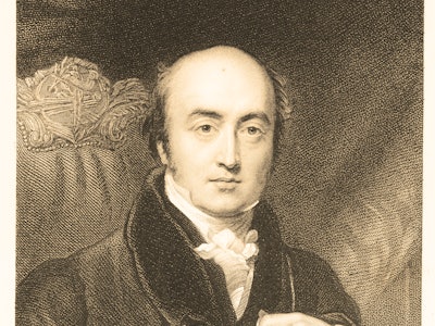 illustration engraving of bald man