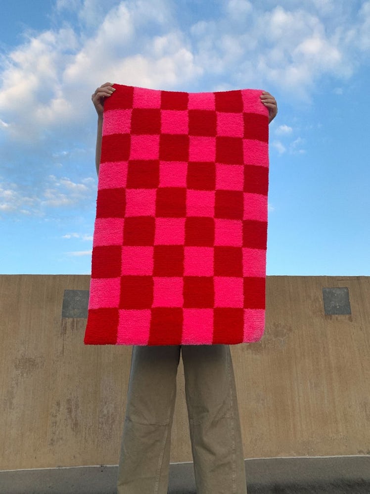 Checker Print Hand Tufted Rug