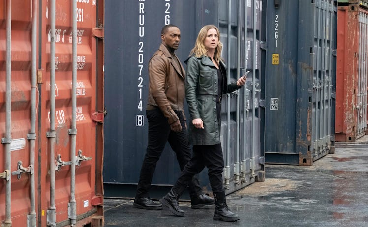 Anthony Mackie and Emily VanCamp in The Falcon and the Winter Soldier.