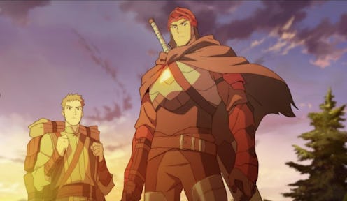 Dragon Knight Davion (voiced by Yuri Lowenthal) & Bram (voiced by Josh Keaton) in 'Dota: Dragon's Bl...