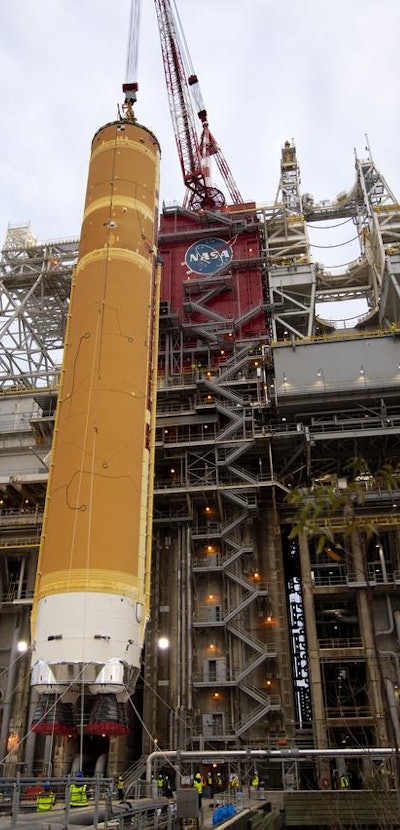 NASA SLS rocket core preparing for hot fire test