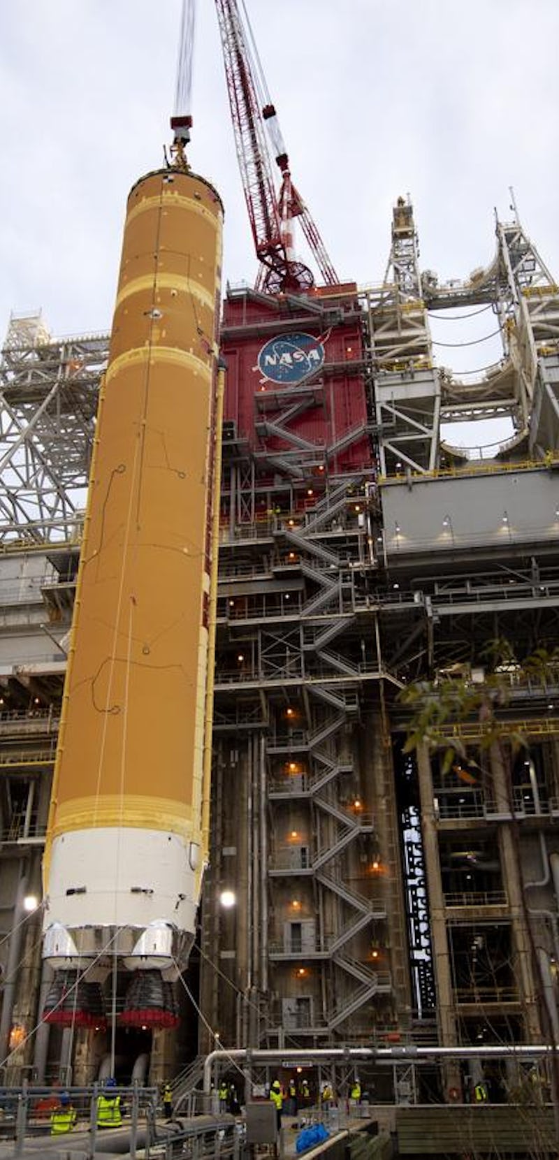 NASA SLS rocket core preparing for hot fire test