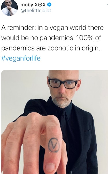 Moby, veganism, tweet