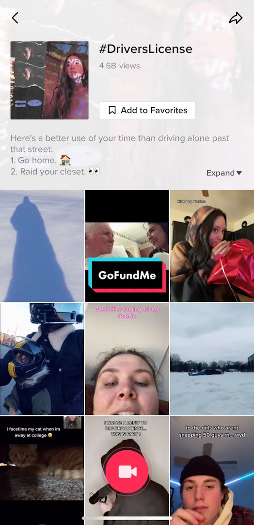 Hashtag audio search on TikTok. 