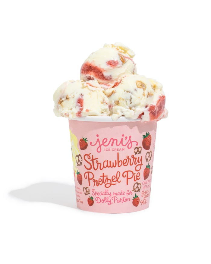 jeni's dolly parton inspired strawberry pretzel pie ice cream
