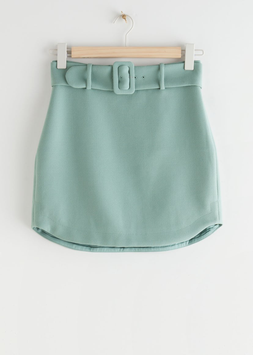 Buckle Belt Mini Skirt