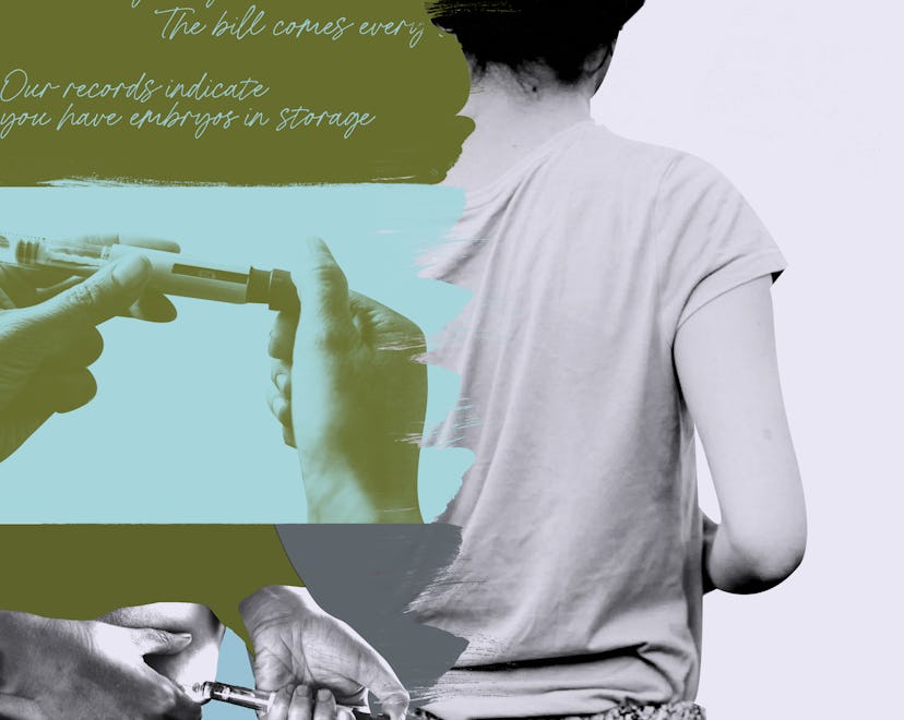 Collage of IVF Embryo injections and a back of a woman