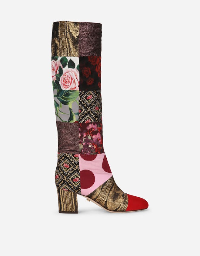 Patchwork Fabric Boots
