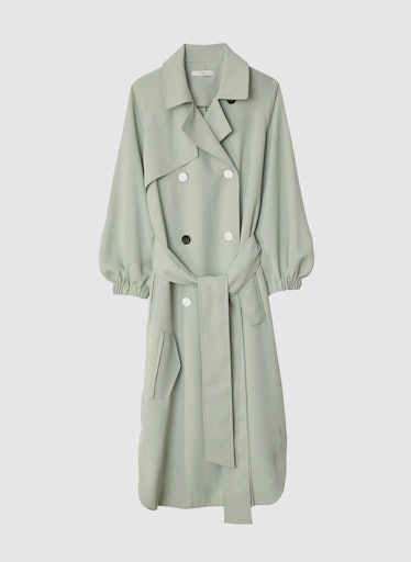 Drape Twill Trench Dress in Pistachio