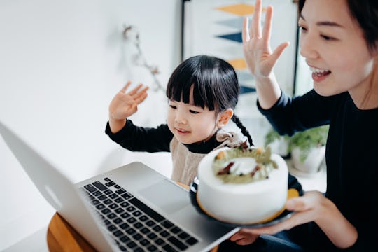 mother and daughter celebrating mother's day with grandmother virtually