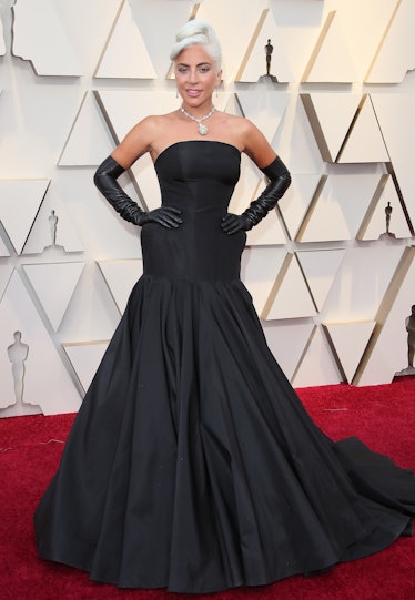 Lady Gaga at the Oscars in a black dress