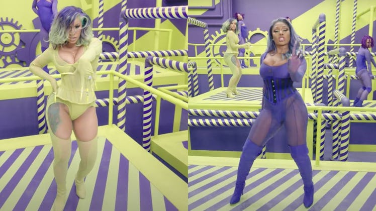 Cardi B and Meagan Thee Stallion both wear the Mugler Bodysuit for the "WAP" music video