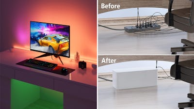 The Govee LED TV Backlights and Yecaye Cable Management Box