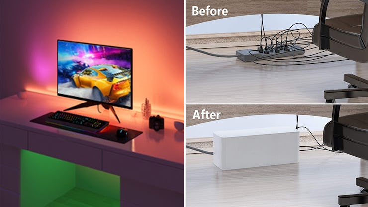 The Govee LED TV Backlights and Yecaye Cable Management Box