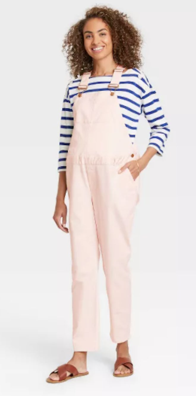 The Nines by HATCH™ Maternity Classic Cotton Twill Overalls Light Pink