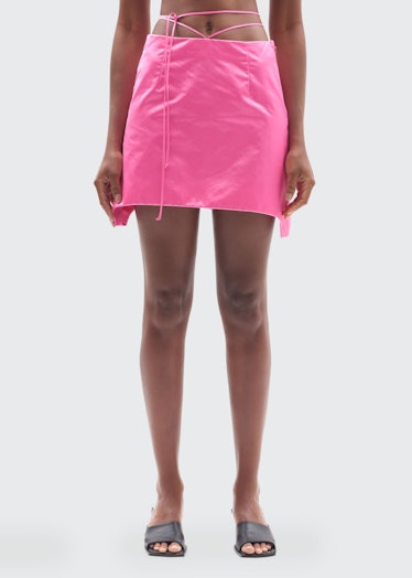 Strappy Satin Miniskirt
