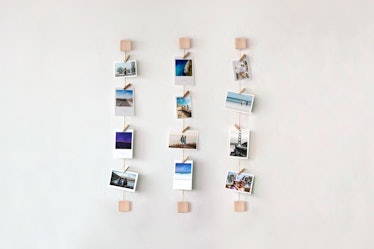 Ash Wooden Photo Wall Display with Mini Clothespins