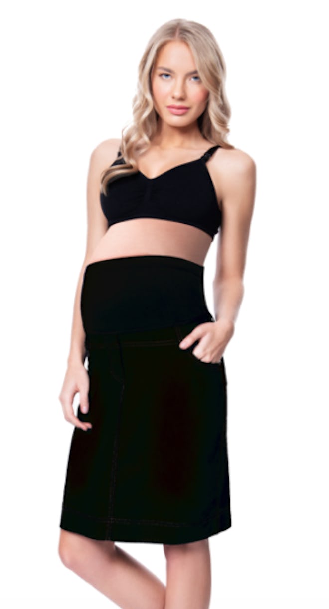Maternity Pregnant Denim Skirt with Pregnancy Jersey Panel
