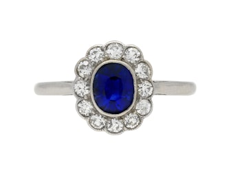 Edwardian Sapphire and Diamond Coronet Cluster Ring