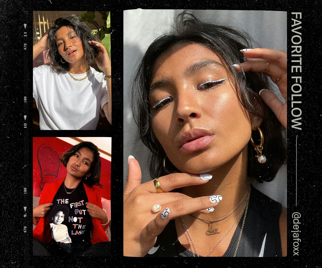 Deja Foxx, the 20-year-old activist in three photos side by side