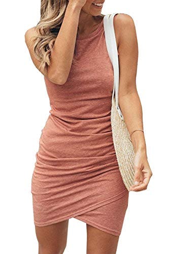 BTFBM Ruched Sleeveless Bodycon Mini Dress