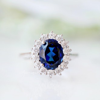 Aquamarise Art Deco Sapphire Ring