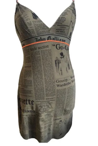 Newsprint Mini Dress In Khaki