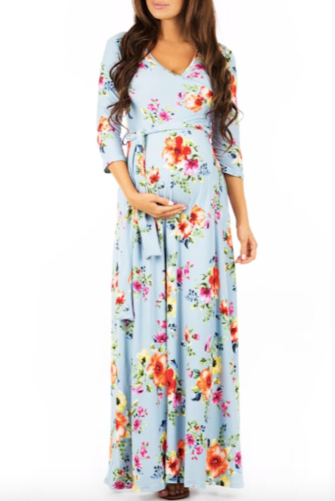 Maternity and Nursing Faux Wrap Floral Dress 