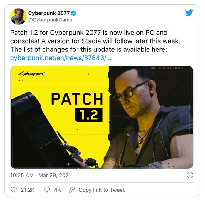 'Cyberpunk 2077' has received a patch addressing many issues that gamers complained about.