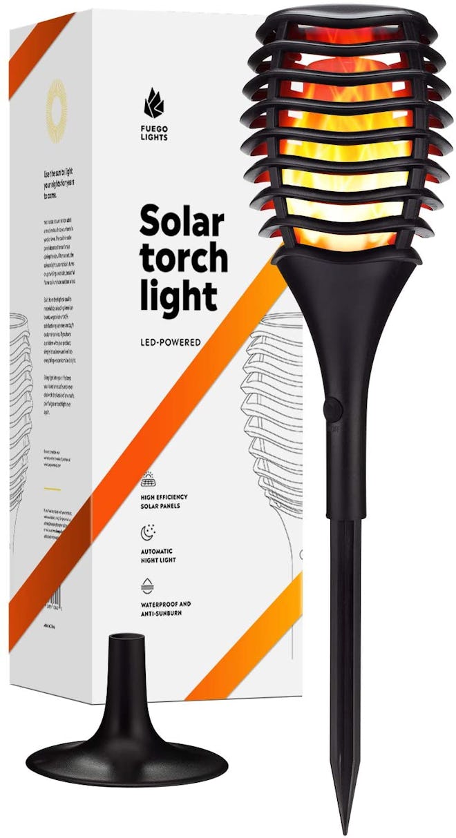 Fuego Lights Solar Tiki Torches with Flickering Flame