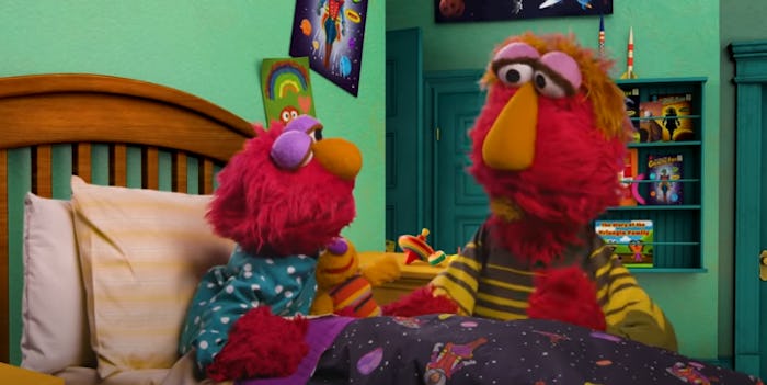 Elmo and his dad sing "Feel Better Song."