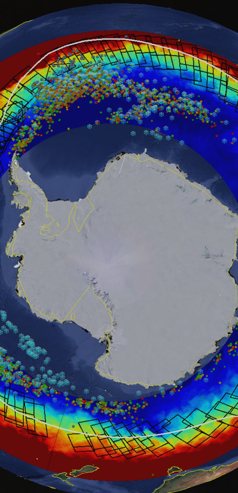 radar image of antarctic ice from sentinel-1 satellite