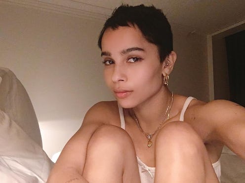 Zoe Kravitz shows off her chic pixie haircut.
