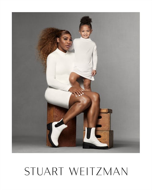 Serena Williams and her daughter appear in Stuart Weitzman's Spring 2021 campaign.