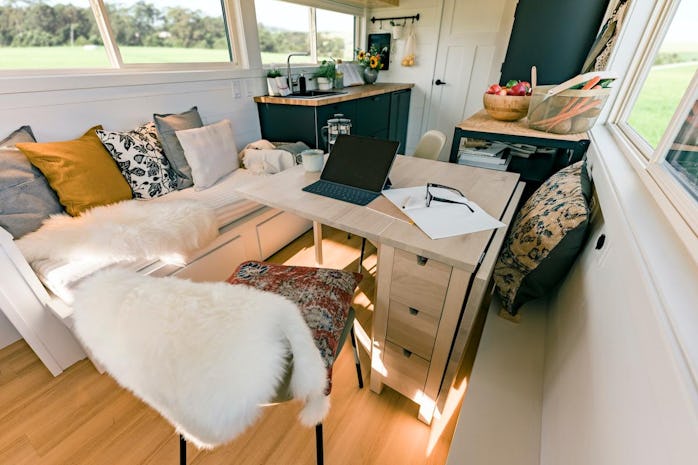 The interior of a tiny Ikea house.