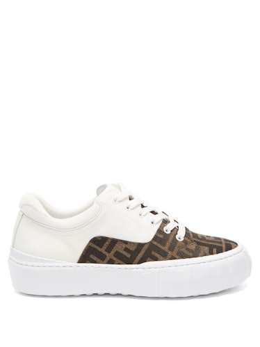 FF-Jacquard Twill and Leather Trainers