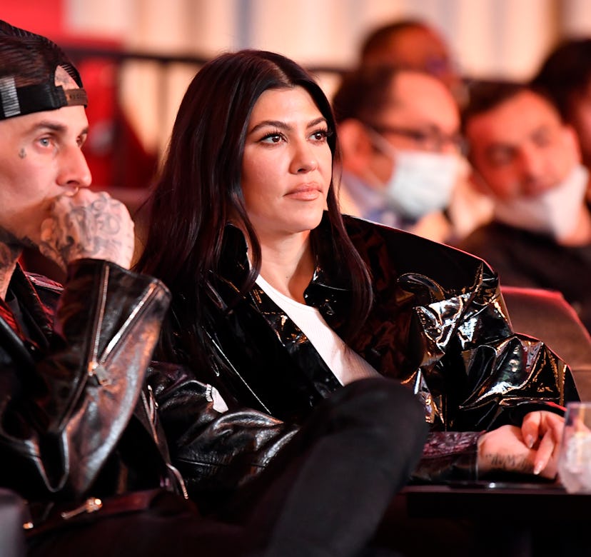 LAS VEGAS, NEVADA - MARCH 27: Travis Barker and Kourtney Kardashian are seen in attendance during th...