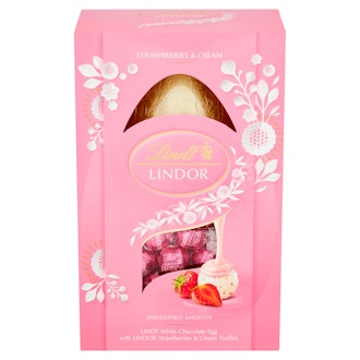 Lindt White Chocolate Easter Egg with Lindor Strawberries & Cream Truffles