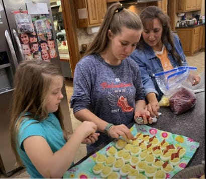 The Duggar family makes their "angel eggs."