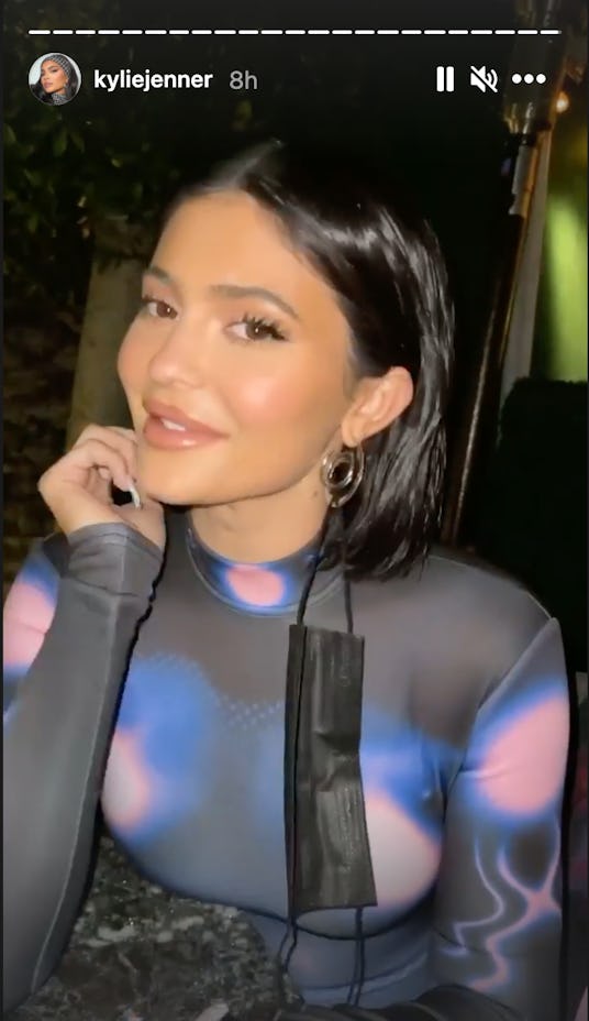 Kylie Jenner smiling with straight, bob hair