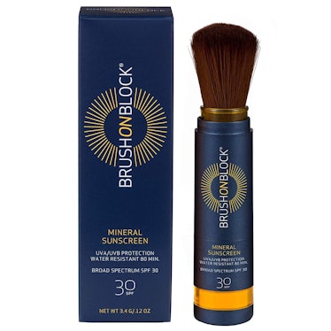 brush on block translucent mineral powder sunscreen spf 50 is the best sunscreen powder to reapply o...