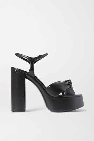 Bianca Knotted Leather Platform Sandals 