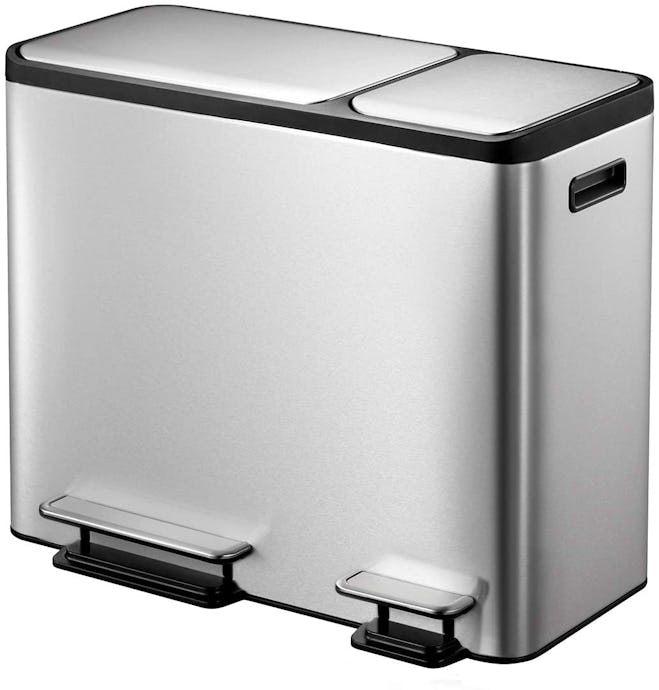 EKO Dual Compartment Stainless Steel Recycle Step Trash