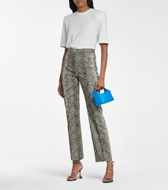 Robyn Snake-Effect Faux Leather Pants