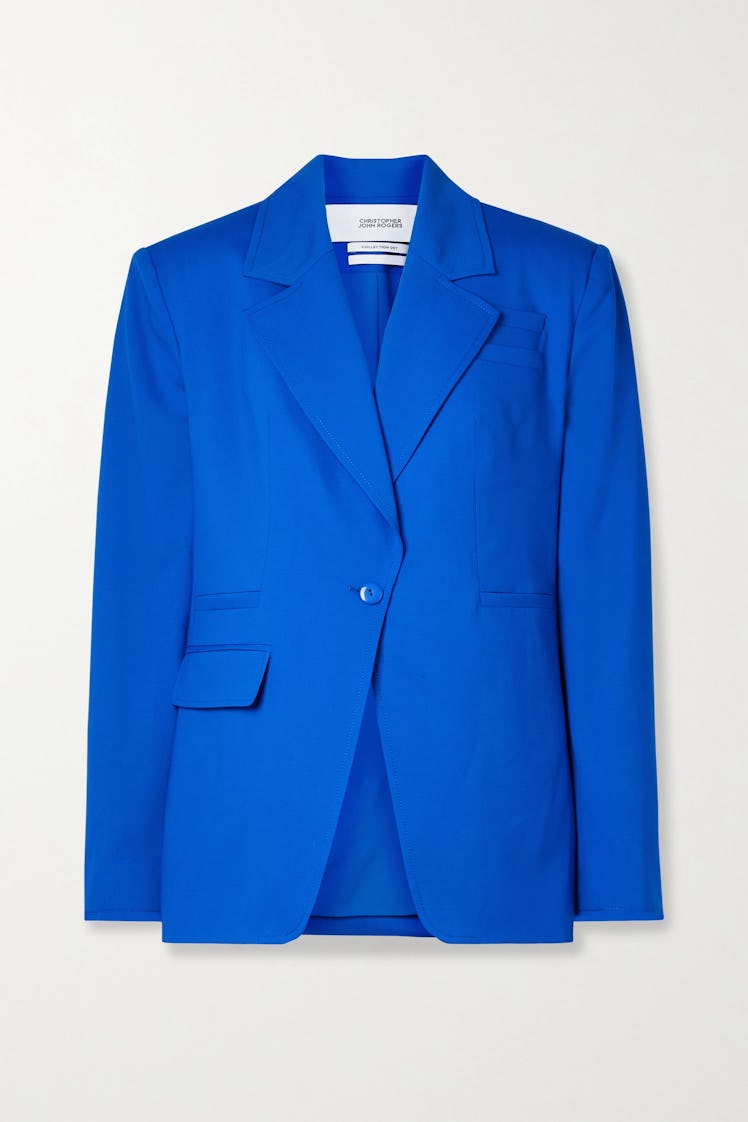 Royal Blue Wool-Blend Blazer