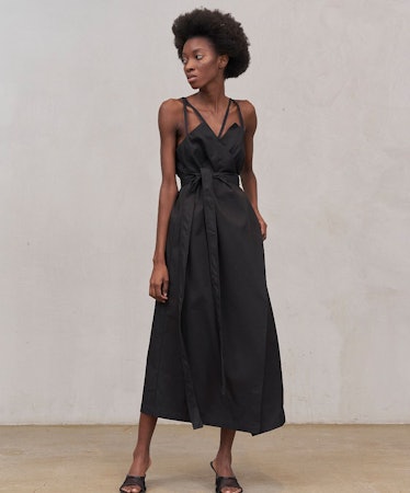 Iconic Wrap Combination Dress in Black