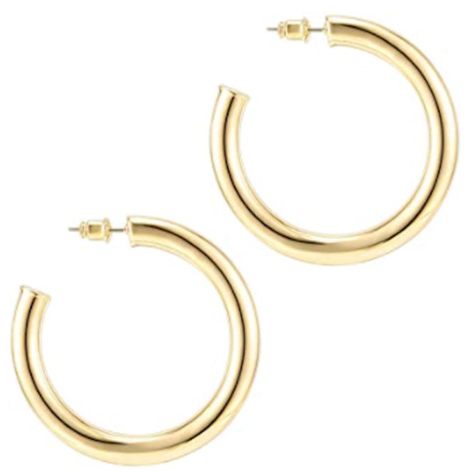PAVOI 14K Gold Chunky Hoop Earrings